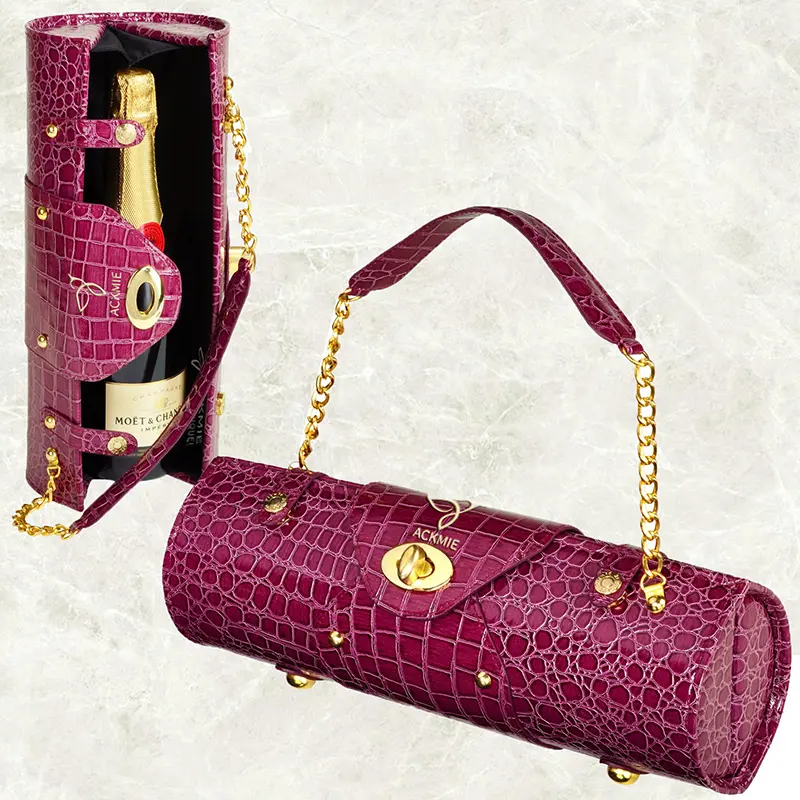Crocodile Leather Wine Bottle Carrier Bag Wine Purse