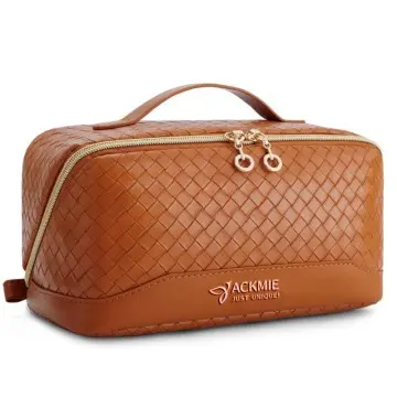 Woven PU Leather Makeup Bags Funtional Toiletry Bags