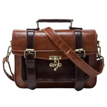 Vintage Leather Shoulder Bag Preppy Messenger Bag