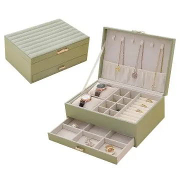 Striped Jewelry Box Double Layer Large Capacity Necklace Sorage Box