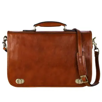 Full Grain Leather Laptop Bag Vintage Multi-Function Messenger Bag