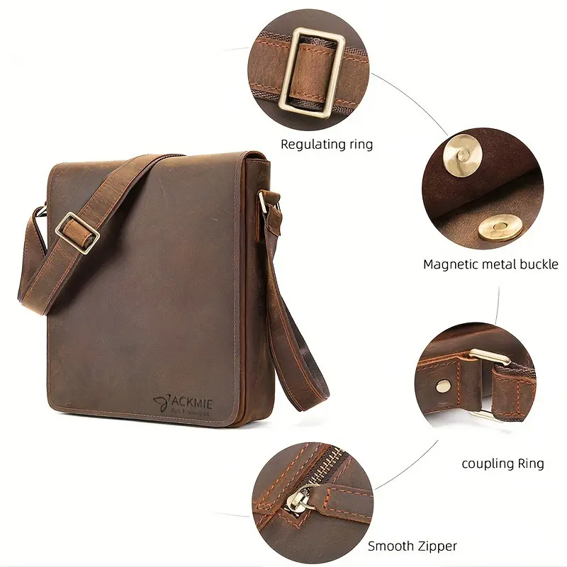 Genuine Leather Casual Crossbody Bag for Mens