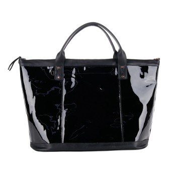 Black Patent Leather Weekender Duffle Bag