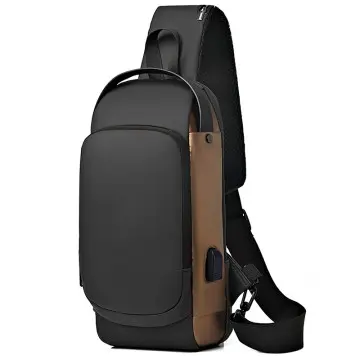 Men's Belt Bag Anti-Theft USB Crossbody Backpack Waterproof Chest Bag