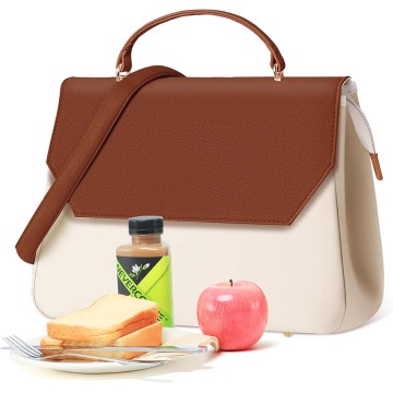 Vegan Leather Insulated Leakproof Lunch Box with Detachable Shoulder Strap