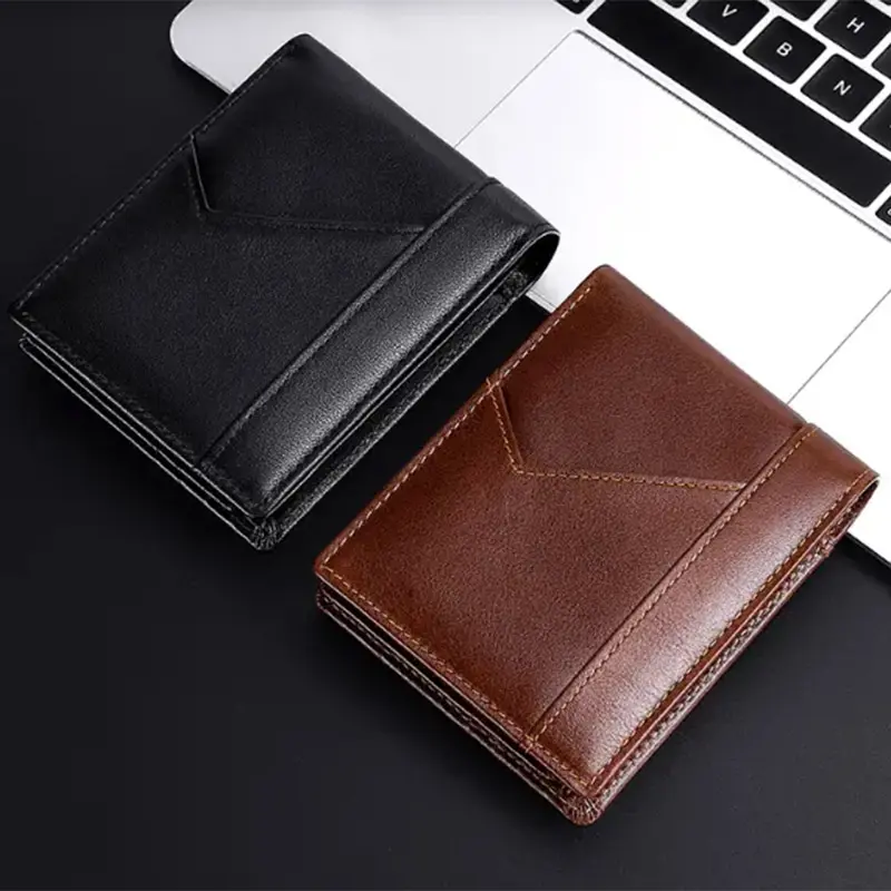 Short Leather Wallet Bifold Men's Wallet