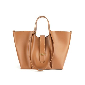 Cowhide Commuter Tote Bag Large Capacity Hobo Bag