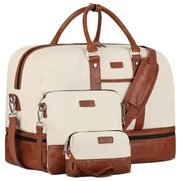 Women's Canvas Weekender Duffle Bag with Shoe Compartment