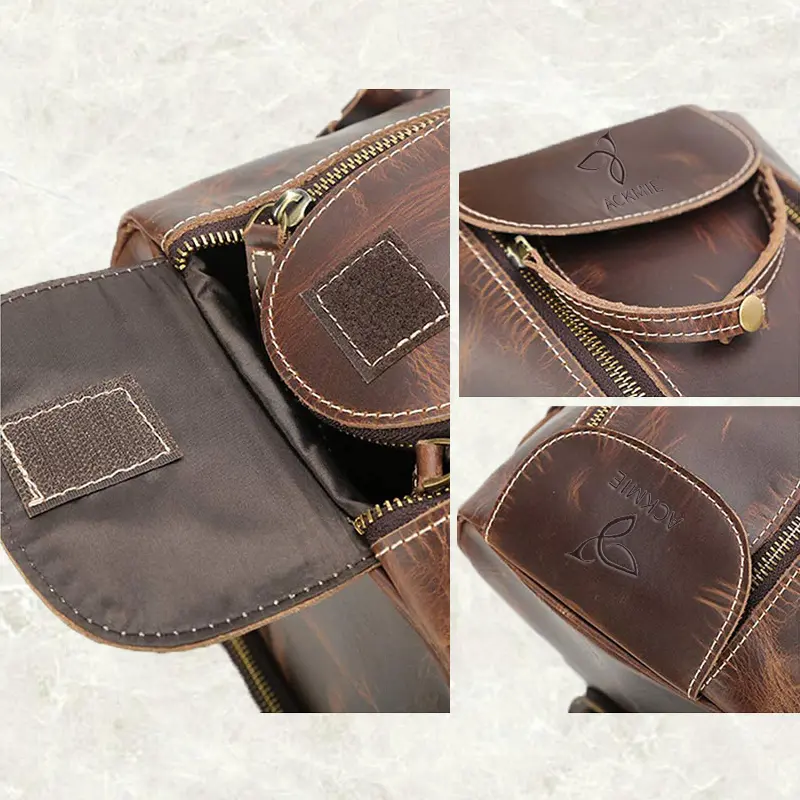 Large Capacity Genuine Leather Trolley Duffel Bag