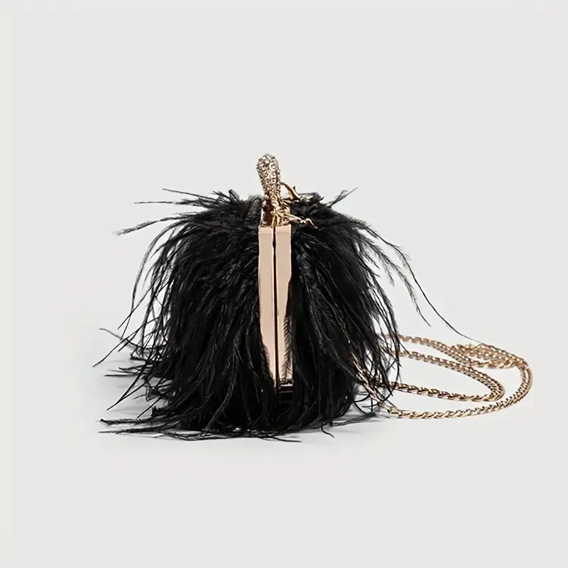 Luxury Ostrich Feather Party Evening Bag Clutch