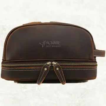 Double Layer Leather Toiletry Bag Makeup Bag
