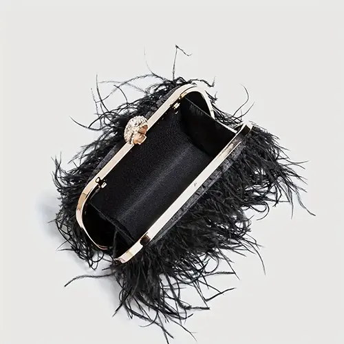 Luxury Ostrich Feather Party Evening Bag Clutch (4)u11