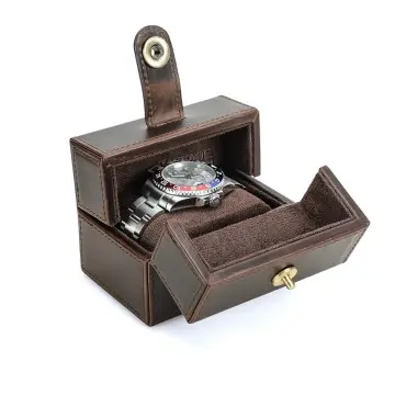 Genuine Leather Travel Watch Case Cube Shaped Organizer