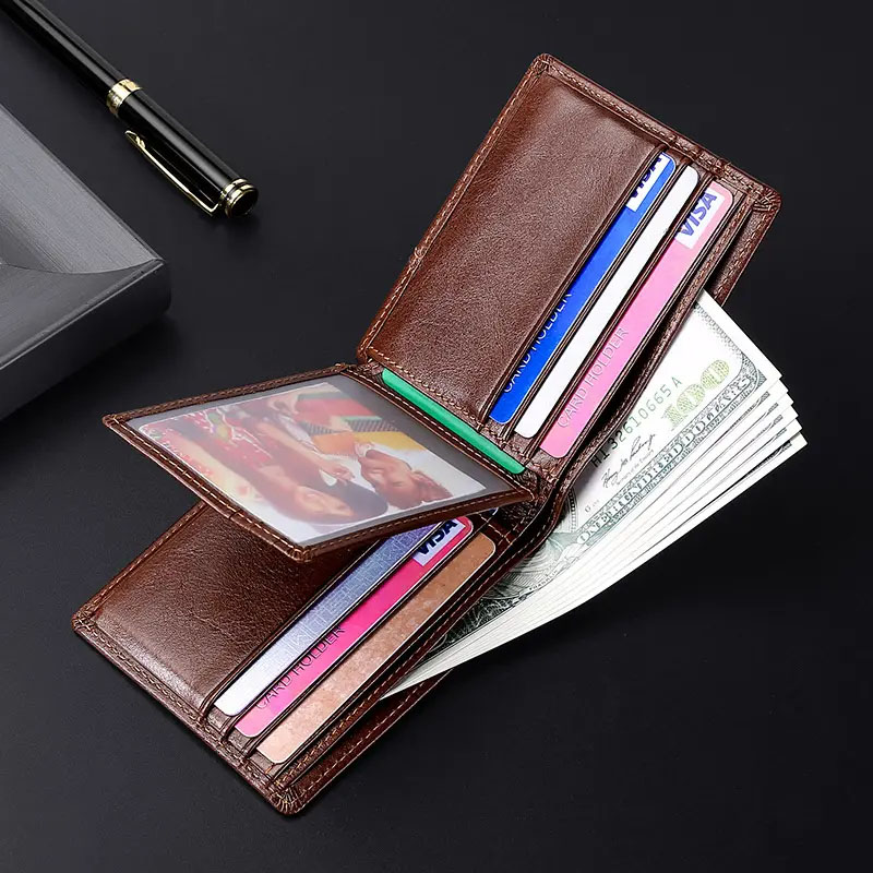 Short Leather Wallet Bifold Men's Wallet
