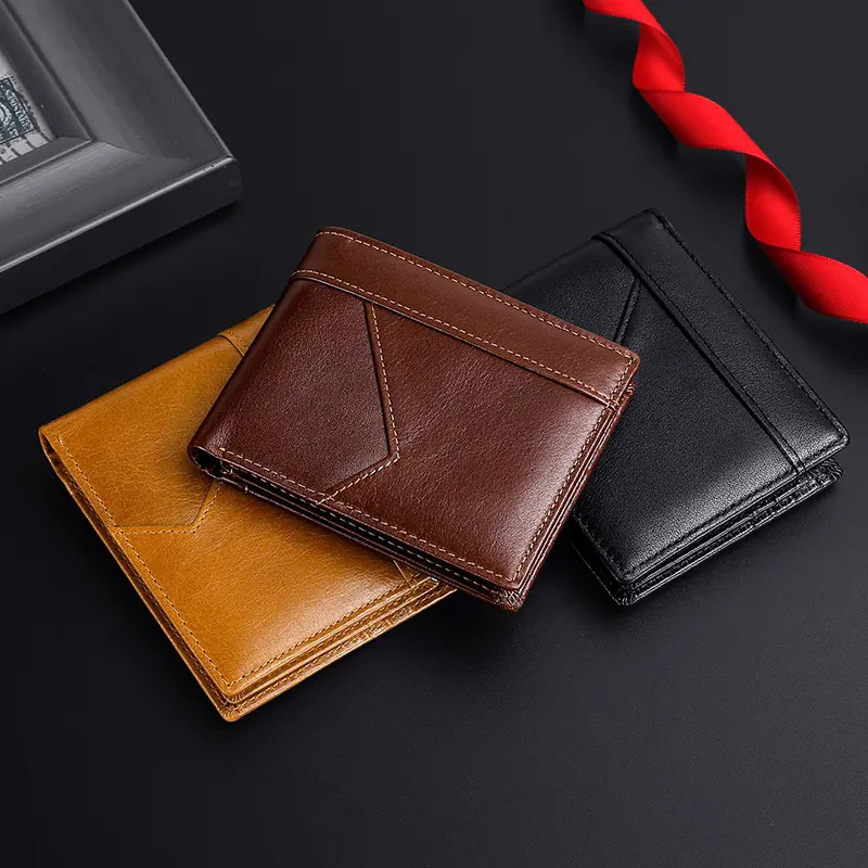 Short Leather Wallet Bifold Men's Wallet