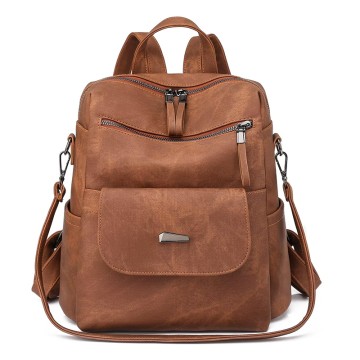 Women's PU Leather Backpack Wallet Multifunctional Design Travel Backpack