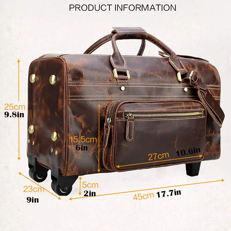 8Genuine Leather Duffle Bag with Shoe Compartmentqz9