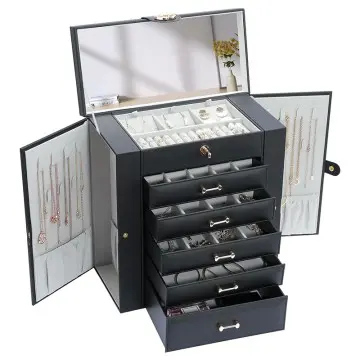 Large Jewelry Storage Box 6 Layers Jewelry Box with Handles Women's Jewelry Case