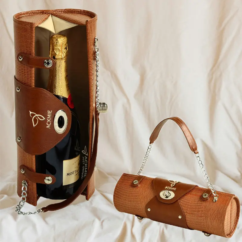 Crocodile Leather Wine Bottle Carrier Bag Wine Purse