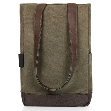 2 Bottles Insulated Wine Bag Distressed Wax Canvas Wine Tote Bag Wine Gift Bag