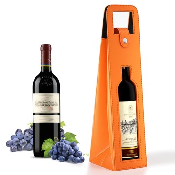Reusable Leather Wine Tote Bag Single Bottle Champagne Beer Gift Bag