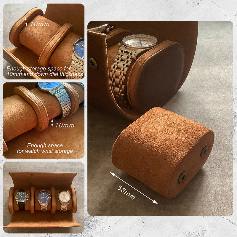 Leather Watch Case 3-Slot Watch Roll