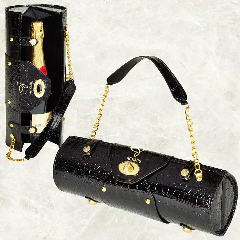 Crocodile Leather Wine Bottle Carrier Bag Wine Purse