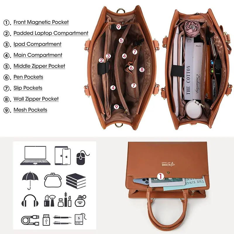15.6 Inch Leather Laptop Business Shoulder Bag