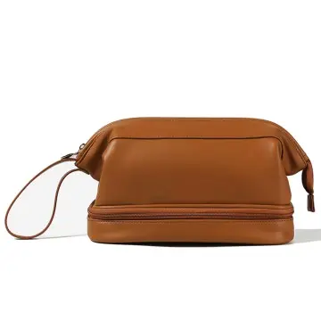 Large Travel Cosmetic Bag Double Leather Travel Toiletry Bag