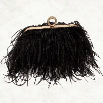 Luxury Ostrich Feather Party Evening Bag Clutch