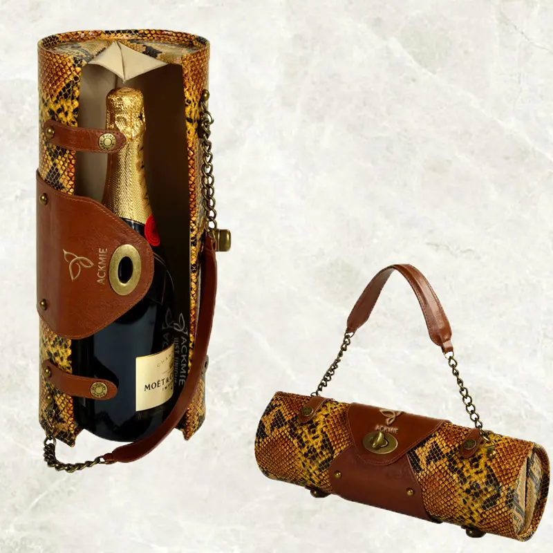 Crocodile Leather Wine Bottle Carrier Bag Wine Purse