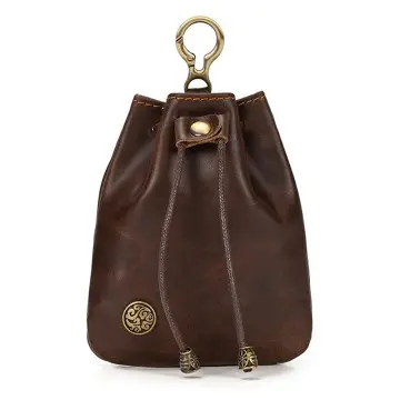 Leather Mini Medieval Pouch Keychain Small Leather Drawstring Pouch Coin Pouch