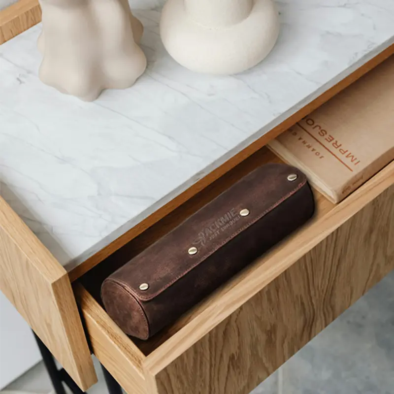 PU Leather Men's 3 Slot Watch Case Roll