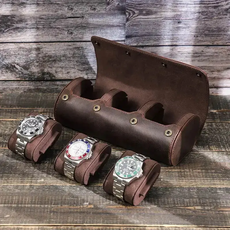 PU Leather Men's 3 Slot Watch Case Roll (8)csj