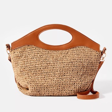 Woven Paper Cross Body Bag Beach Vacation Straw Bags