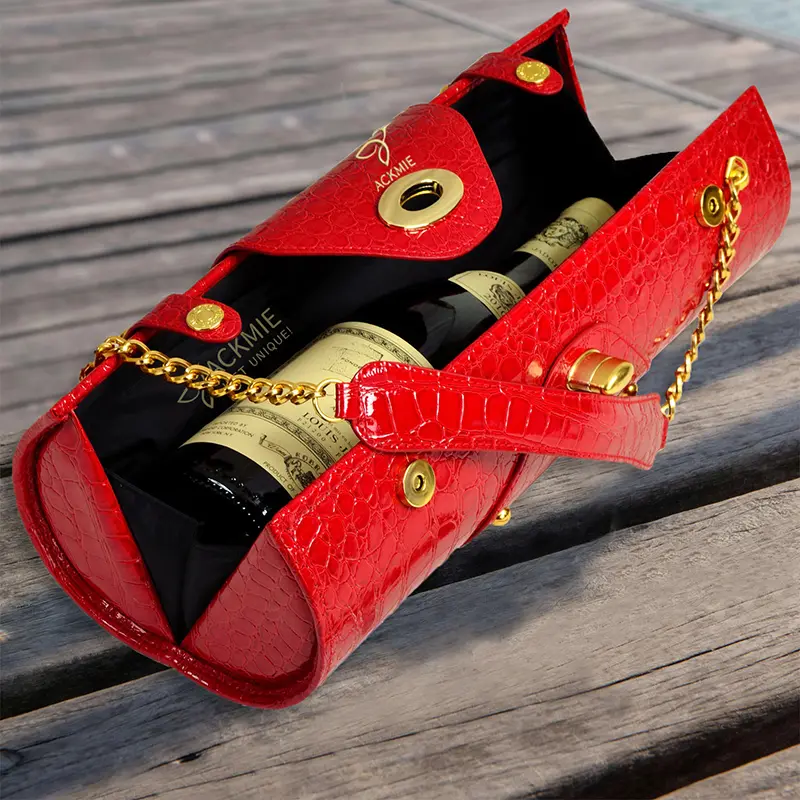 Crocodile Leather Wine Bottle Carrier Bag Wine Purse