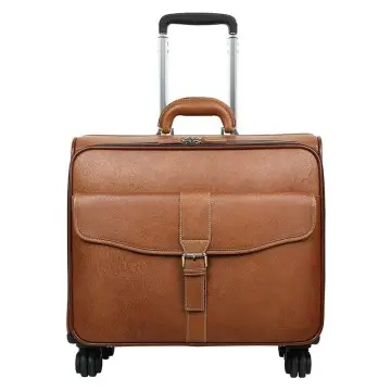 Leather Rolling Luggage Wheeled Cabin Luggage