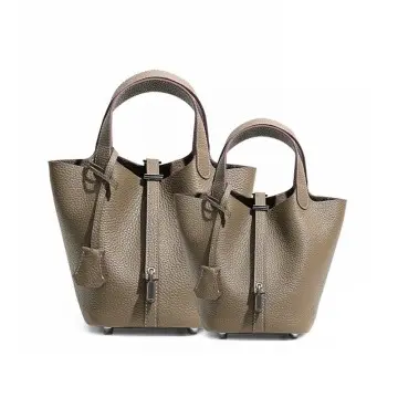 Leather Basket Bag Bucket Bag High-end Handbag