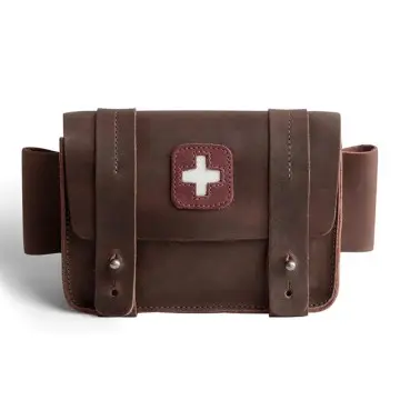 Full Grain Leather First Aid Kit Mini Medical Storage Bag