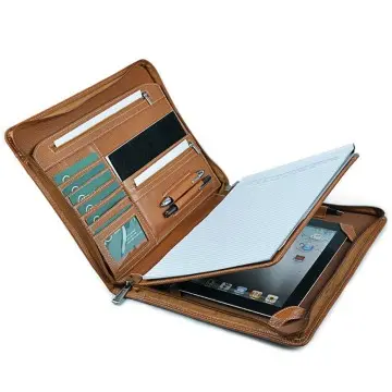 Leather Briefcase Laptop Bag With Notepad Compartment