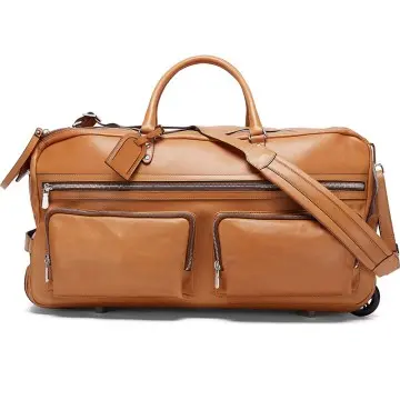 Cowhide Trolley Bag Wheeled Duffel Bag
