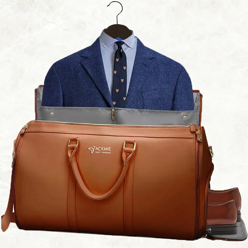 Leather Garment Bag Large Capacity Suit Duffle Bag