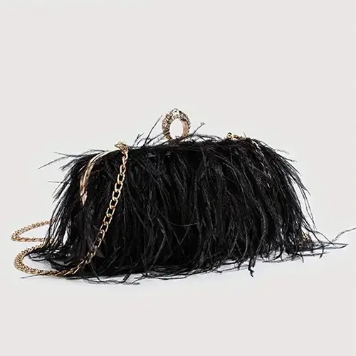 Luxury Ostrich Feather Party Evening Bag Clutch (3)9xg