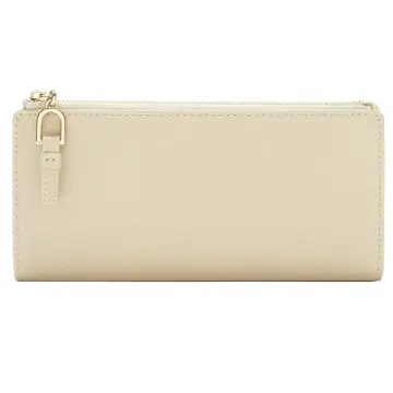 Calfskin Simple Long Folding Wallet Women's Clutch