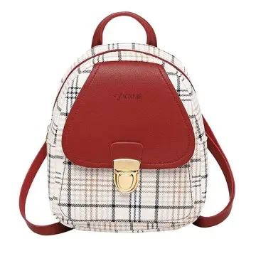 Mini Backpack Plaid Women's Shoulder Bag School Bag With Lock