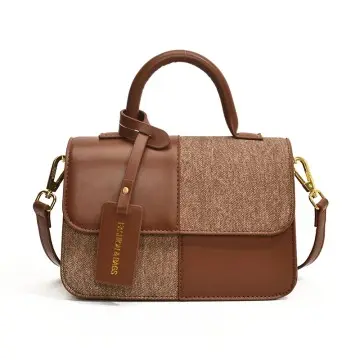 Fashion Handbags Leather and Fabric Patchwork Women's Handbags
