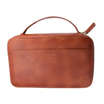 Luxury Brown Leather Travel Cigar Humidor Portable Cigar Bag