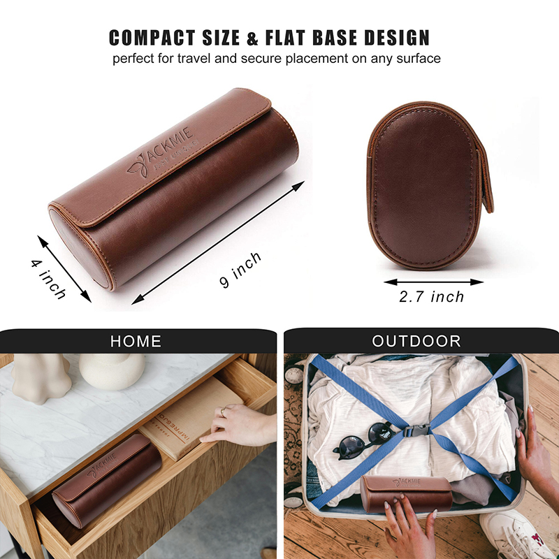 Leather Watch Case 3-Slot Watch Roll